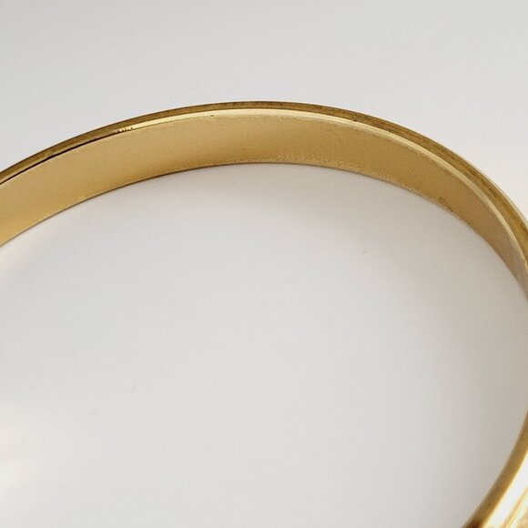 Gold Plated Bangle Bracelet Diamond Cut Design Unsigned 7.5" - Picture 10 of 14